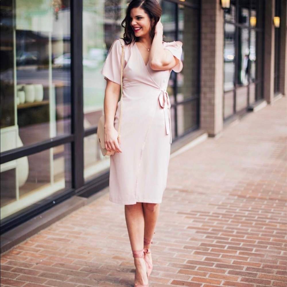 New Look Cold Shoulder Wrap Midi Dress
